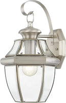 Livex Lighting 2151-91 Monterey 1 Light Outdoor Brushed Nickel Finish Solid Brass Wall Lantern with Clear Beveled Glass 13" x 8.5" x 8.25" by GreenHaven Gardens