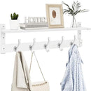 Homode Coat Rack With Wall Shelf, 29" Wooden Entryway Floating Shelf With Hooks Underneath, Hanging Coat Hanger for Bathroom, Living Room, Bedroom, Hallway, White by CozyNest Decor