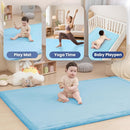 Baby Play Mat for Floor,1.3" Thick Memory foam Tummy Time Mat,Soft Coral Velvet Nursery Rug for Toddlers,Infants,kids,Extra Large Non Slip for Crawling,Tatami Style(Light Blue) by TinyTreasures Baby Boutique