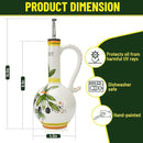 Hand-Painted Ceramic Olive Oil Dispenser Bottle – 15oz Decorative Stoneware Cruet with Stainless Steel Spout for Oil, Vinegar, Syrups, and Sauces by CozyNest Decor
