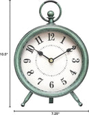 EMAX Home Vintage Green Rustic Retro Table Clock, Silent Non-Ticking, Battery Operated, 10.5"H, 7.28"W, Green Dial, Tabletop, Indoor, Kitchen by CozyNest Decor