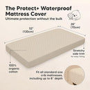 Waterproof Crib Mattress Protector Cover Fitted - 2-Pack Quiet Baby Crib Mattress Pad Sheets, 52" x 28" Soft Quilted Cotton Baby Sheet, Machine Washable, Easy Fit, Durable (Ecru/Quin) by TinyTreasures Baby Boutique