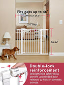 36.2" Extra Tall Baby Gate for Stairs, 29.5-46" Wide Dog Gate for Doorways, Walk Thru Auto Close Metal Child Gate for The House, Stairs and Doorways, Pet Gate Pressure Mounted Dog Gate Indoor (White) by TinyTreasures Baby Boutique