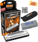 Hohner Special 20 Harmonica - Key of F Bundle with Case, Pouch, Online Manual, and Austin Bazaar Polishing Cloth by TinyTreasures Baby Boutique