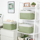 Bidtakay Large Fabric Baskets for Organizing [3-pack] Closet Organizers and Storage Baskets for Gifts Empty Foldable Nursery Baskets for Toy Storage 15 X 11 X 9.5 Inches (White&green) by TinyTreasures Baby Boutique