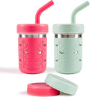 Pandaloo® Smoothie Cups for Kids - Stainless Steel Toddler Tumbler with Straw, Sippy Cup for Smoothies - BPA-Free, Toddler Snack Cups, 10 oz by TinyTreasures Baby Boutique