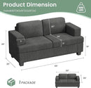2 Pieces Corduroy Couch Set for Living Room, Black Cloud Sofa, Deep Seat Floor Couch for Bedroom, Futon Modern Sofa Sectional Bed, Black Corduroy by CozyNest Decor