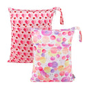 ALVABABY 2pcs Cloth Diaper Wet Dry Bags Waterproof Reusable with Two Zippered Pockets Travel Beach Pool Daycare Soiled Baby Items Yoga Gym Bag for Swimsuits or Wet Clothes LZ0102 by TinyTreasures Baby Boutique