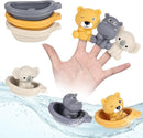 Bath Pool Toys for Toddler, Stacking Toys with 3 Boat 3 Sensory Finger Puppets, Toddler Toys Gifts for 2-4 Year Old Boy Girl, Model B by TinyTreasures Baby Boutique