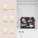 Rectangular Storage Baskets for Shelves - Waterproof Foldable Laundry Basket, Nursery Hamper, Reusable Toy Bin for Organizing Toys, Books, Clothes, Closet 14"x10.2" x10.4" (Flowers) by TinyTreasures Baby Boutique