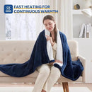 Sealy Electric Blanket Throw Size 50"*60",Super Cozy Flannel to Sherpa Reversible Heated Blanket Throw with 6 Heating Levels & 2-10 Hours Auto Off Overheating Protection Machine Washable,Navy by CozyNest Decor