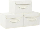 Fabric Storage Bins Cube Organizers with Flip-Top Lid and Handles,Storage Boxes for Organizing Home,Office,and Closet,Beige,3 Pack 10.2 X 7.9 X 6.7 in by CozyNest Decor
