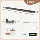 Picture Ledge Shelf, Floating Shelves Set of 2, Solid Pine Wood 72'' Long Large Nursery Book Shelves for Toys Storage, Kids Bookshelf for Living Room Bedroom Decor Books Photo Frames, Grey by TinyTreasures Baby Boutique