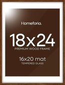Homeforia 18x24 Walnut Poster Frame, High End Dark Oak 18x24 Brown Wooden Picture Frames with Mat 16x20, 18 x 24 Wood Frame Matted to 16 by 20, 24x18 Hanging Frames, Tempered Glass, Wall Kit, Set of 1 by CozyNest Decor