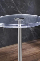 Clear Acrylic End Table,Side Table,Brushed Silver Metal,Round,for Office, Living Room and Bedroom,Easy Assembly,12x12 inch，21.3 inch high by CozyNest Decor