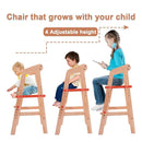 YOLEO High Chair Wooden for Toddlers Junior Childs, Sturdy Durable Dining Feeding Chair with Steps Grows with Child, Max 60kg (Natural Color) by TinyTreasures Baby Boutique