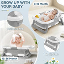Collapsible Baby Bathtub,Baby Bath Tub with Thermometer & Soft Cushion,Baby Bathtub for Newborn to Toddler 0-36 Months,Portable Travel Baby Tub with No-Slip Feet,Baby Shower Gifts,Grey by TinyTreasures Baby Boutique