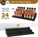 Spice Rack Organizer for Cabinet, 3 Tier Expandable Bamboo Spice Storage, Great for Kitchen Cabinet, Cupboard,Pantry and More(Black) by CozyNest Decor