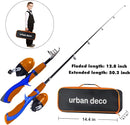 Urban Deco Kids Fishing Pole Set Portable Telescopic Kids Fishing Rod and Reel Combo Kit with Tackle Box for Beginners, Boys,Girls,Youth,Children by TinyTreasures Baby Boutique