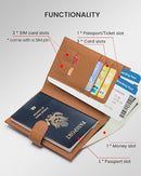 RFID Passport Holder Travel Wallet Compact for Women, Leather Passport Wallet with Card Holders,Zippered Coins Pocket and Cash Compartment, Brown by TinyTreasures Baby Boutique