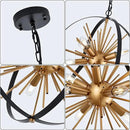 17.72'' Black Gold 8-Light Globe Sputnik Chandelier Modern Industrial Adjustable Hanging Ceiling Firework Pendant Light Fixture for Entryway Stairway Kitchen Dining Living Room Hallway by CozyNest Decor