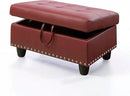 Ottoman Rectangular Storage Ottoman Bench, Faux Leather Footrest, Coffee Table, Stool Footstool with Hinged Lid for Living Room, Bedroom, Entryway, Red, 28.5"x19"x17.5" by CozyNest Decor