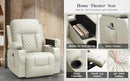 Recliner Chairs for Adults, Massage Rocker with Heated Modern Ergonomic Lounge 360 Degree Swivel Single Sofa Seat Living Room Lounge Recliners Ivory White by CozyNest Decor