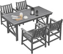HDPE Patio Dining Set, 5-Piece Outdoor Table and Chairs with Umbrella Hole, Modern Outdoor Dining Set for 4, HDPE Outdoor Patio Furniture Dining Sets for Deck, Poolside, Porch, Smoke Gray by CozyNest Decor