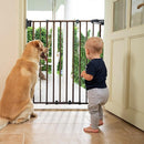 Babelio 34" Extra Tall Baby/Dog Gate with No Threshold Design Walk Thru Door, 26-43" Auto Close Safety Gate for Babies, Elders and Pets, Fits Doorways, Stairs, and Entryways, Black Wood Pattern by TinyTreasures Baby Boutique