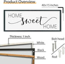 SRSZHIYUE Home Sweet Home Sign 40"x15" for Farmhouse Rustic Large Family Living Room Over Couch Modern Horizontal Wall Decor, Wood Framed Plaques Art Decorative (Black) by CozyNest Decor