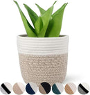 Cotton Rope Plant Basket Modern Woven Basket for 6" Flower Pot Floor Indoor Planters,Rustic Home Decor Storage Organizer H6 3/4" x W6 1/2" by CozyNest Decor