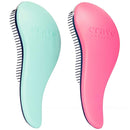 Crave Naturals Glide Thru Detangler Brush Pack of 2 - Curly Hair Brush for Women and Kids - Wet and Dry Comb for Adults - Soft Flexible Bristles for Gentle Use - Turquoise and Pink by TinyTreasures Baby Boutique