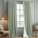 Sage Green Linen Curtains 108 Inches Long 2 Panel Set 100% Blackout Insulated Thermal Curtains for Summer Heat Blocking Light Green Drapes for Bedroom Living Room Sliding Door Rustic Country Farmhouse by CozyNest Decor