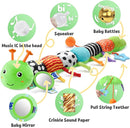 LIGHTDESIRE Baby Toys Musical Caterpillar,Infant Toys Stuffed Animals with Ruler Design,Mirror,Pull String&Ring Bell,Baby Teething Toy for Tummy Time Toy Newborn Boy Girl 3 6 12 Months(Grass Green) by TinyTreasures Baby Boutique