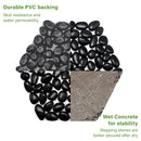 10in River Rock Stepping Stones Set - 6 Pack | Polished Pebble | Long-Lasting PVC Mesh Backing | Perfect for Garden Paths and Lawns Outdoor Landscaping Decoration | Black Rhombus by GreenHaven Gardens