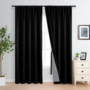 XWZO 100% Blackout Curtain Panels - Rod Pocket Thermal Insulated Black Liner Curtains, Noise Reducing and Heat Blocking Drapes for Hall and Studio Windows with Tiebacks, Black, W70 x L84, Set of 2 by TinyTreasures Baby Boutique