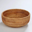 Hadewoven Round Rattan Fruit Basket Wicker Food Tray Weaving Storage Holder Dinning Room Bowl, 10 Inch Woven Bread Basket Key Bowls with 4”Wall for Table, Countertop (Large 9.8") by CozyNest Decor