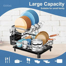 GAXmi Dish Drying Rack Over The Sink Dish Drainer with Drainboard Utensil Holder Cup Holder, 2-Tier Grey by CozyNest Decor