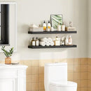 HOOBRO Floating Shelves for Wall, Wall Mounted Shelf Set of 2, 39.4" Hanging Shelf with Invisible Brackets, for Wall in Bathroom, Bedroom, Toilet, Kitchen, Livingroom, Office, Black BK100BJP201 by CozyNest Decor