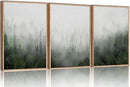 HPINUB Misty Green Forest Framed Canvas Wall Art Set, Nature Scenery Modern Wall Decor, Foggy Mountain Wall Painting, Woodland Landscape Nursery Art Print for Living Room, Bedroom, Office - 16"x24"x3 by CozyNest Decor