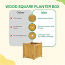 IDZO Set of 2 Acacia Wood Flower Planters for Outdoor Plants, Ergonomic Handles, Drainage Holes, Various Sizes, Ideal for Home Décor, Golden Teak by CozyNest Decor