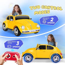 12V Kids Electric Car, Power Wheels with Remote Control, Ride on Car Toys with LED Light, 3 Speeds, Music, Yellow by TinyTreasures Baby Boutique
