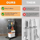 Stainless Steel Mop and Broom Holder with Wheels - Keep Your Cleaning Tools Organized! (S) by GreenHaven Gardens