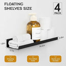 4 Pack Floating Shelves for Wall Storage, Metal Black Hanging Shelves for Living Room/Kitchen/Bedroom/Bathroom Decor, Set of 4 Organizer for Display, Perfume & Book Shelf Wall Mounted by CozyNest Decor