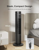 Pelonis 30-Inch Oscillating Tower Fan for Bedroom – 3 Speed, Quiet Tower Fan with Remote ControL, Small Fan, 7-Hour Timer – ETL Certified, Black by CozyNest Decor
