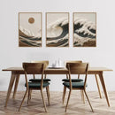 HLNIUC Sea Wave Framed Canvas Wall Art,Abstract Sun Seascape Wall Decor Set of 3(16”x24”) Large Modern Ocean Beach Art Print,Great Wave Sunset Pictures Canvas Famed Painting for Living Room,Bedroom by CozyNest Decor
