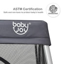 BABY JOY Baby Foldable Travel Crib, 2 in 1 Portable Playpen with Soft Washable Mattress, Side Zipper Design, Lightweight Installation-Free Home Playard with Carry Bag, for Infants & Toddlers (Grey) by TinyTreasures Baby Boutique