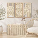 IARTTOP Large Boho Wood Wall Art Set of 3 Framed Wooden Mid-century Modern Wall Decor Minimalist Modern Abstract Geometric Decor for Living Room Bedroom Office-16x32 Inch by CozyNest Decor