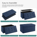 SONGMICS MAZIE Collection - 30 Inches Folding Storage Ottoman Bench, Ottoman Foot Rest, End of Bed Bench, Storage Chest, Load 660 lb, for Living Room, Bedroom, Entryway, Midnight Blue ULSF47IN by CozyNest Decor