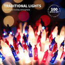 100LIGHTS RED White and Blue Extra-Bright with End Connectors 4th July Decoration Patriotic Mini String Lights 5.98m UL Certified Waterproof for Home Garden Holiday Tree Party Patio by CozyNest Decor